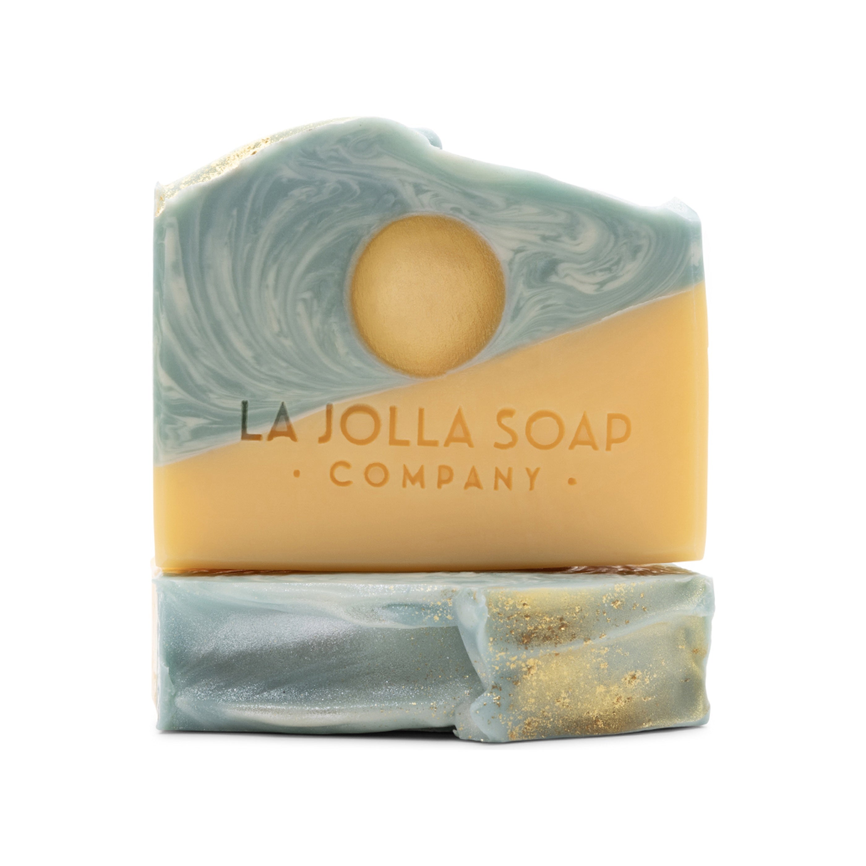 Sunshine day dream bars of soap with 'La Jolla Soap Company' branding on a white background