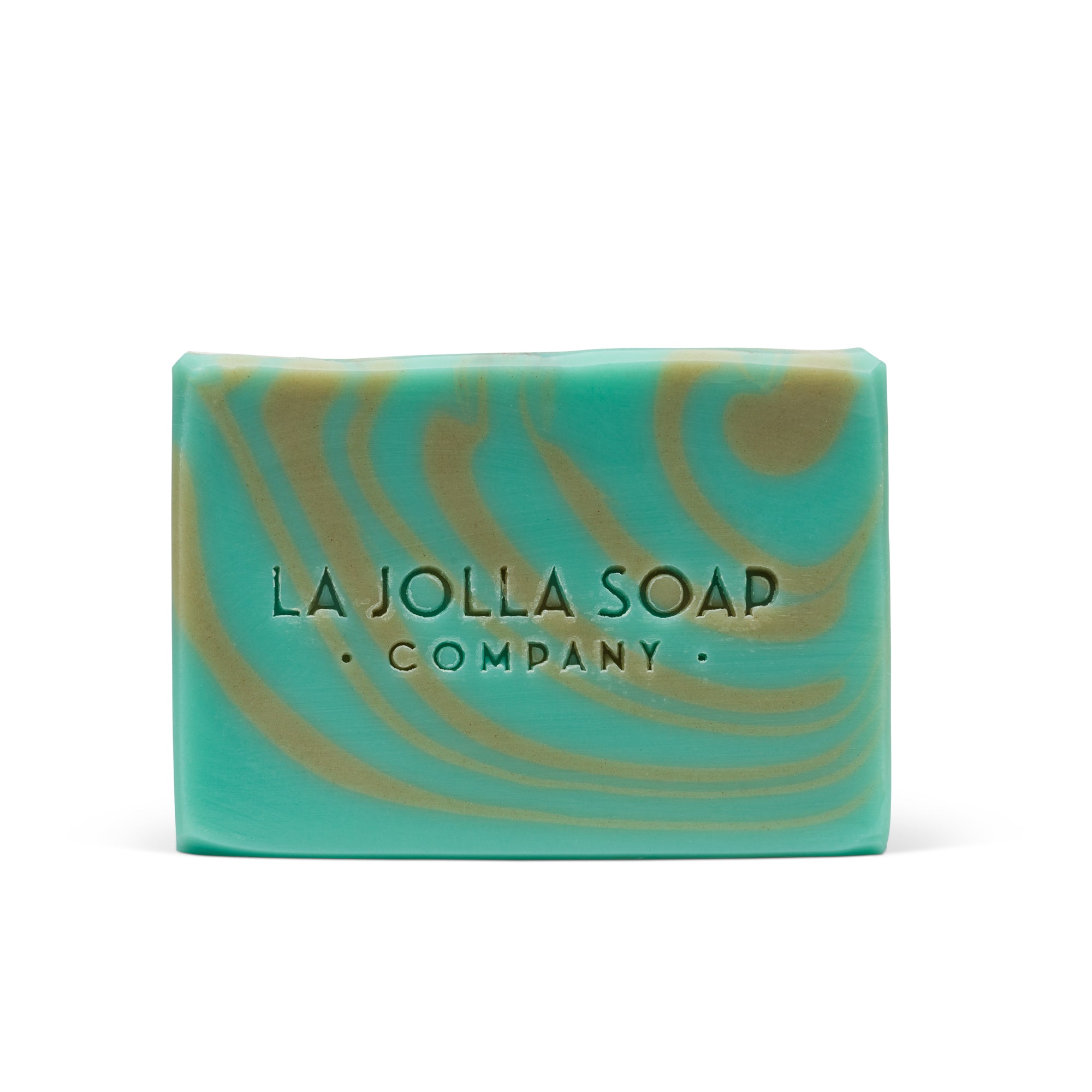 Sea Kelp Soap, Sea green with gold sea kelp stripes. La Jolla Soap Company