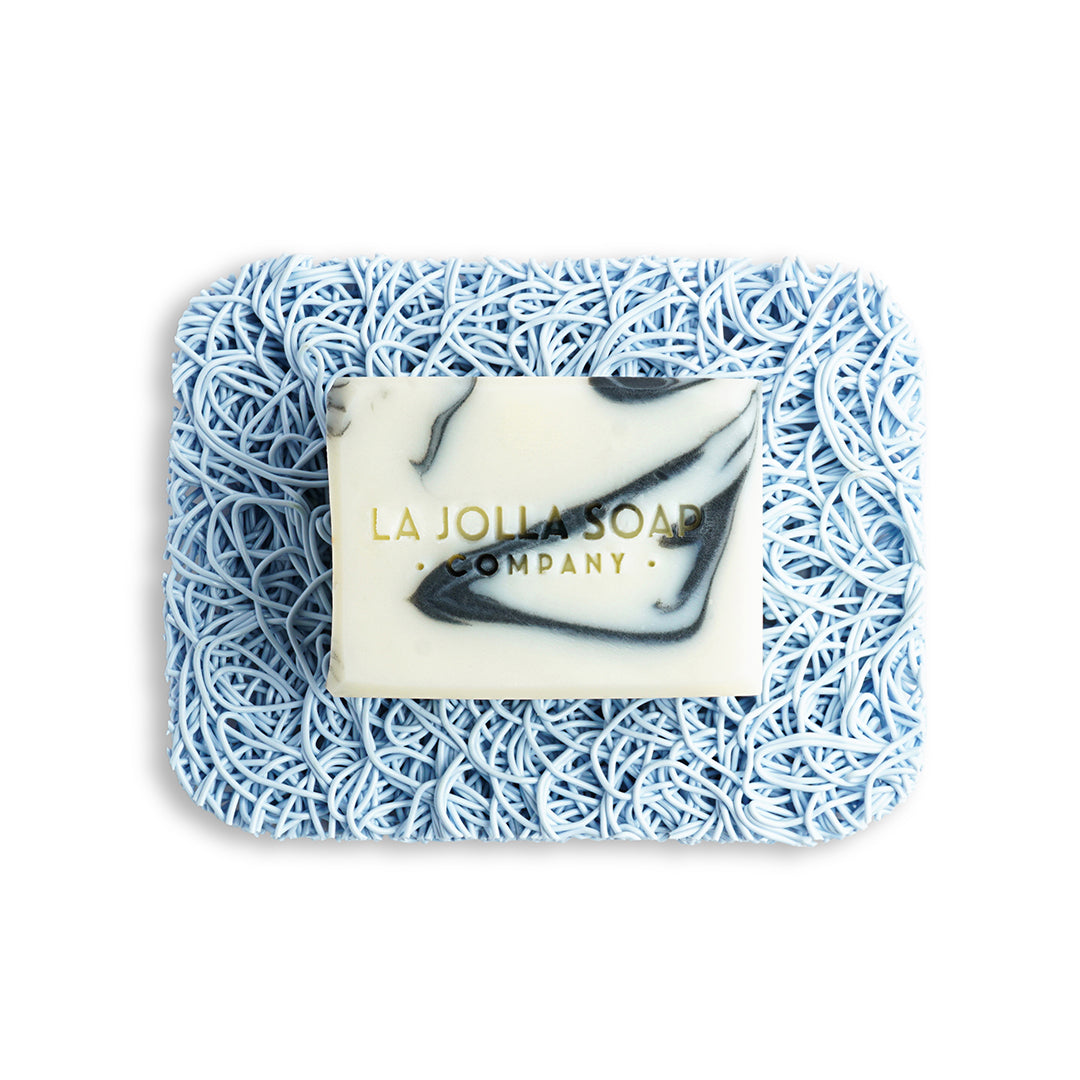 Sky Blue colored soap dish. Eco-friendly soap dish. La Jolla Soap Company.